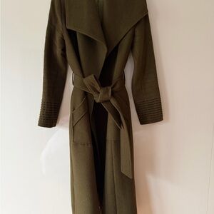 Sentaler Baby Alpaca Long Notch Collar Wrap Coat- Olive Green - XS